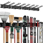 TIDYME Garage Wall Organizer | 64" Heavy-Duty Tool Storage Rack | Adjustable Double-Layer Hooks | 400 lbs Capacity | Carbon Steel Wall Mount Holder for Shovels, Rakes, Ladders & Power Tools - size: 64" (0 Shelves)