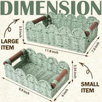 Set of 2 Toilet Paper Storage, Handwoven Small Scalloped Basket with Built-in Handles, Wicker Basket for Home, Living Room(Green) - color: Green