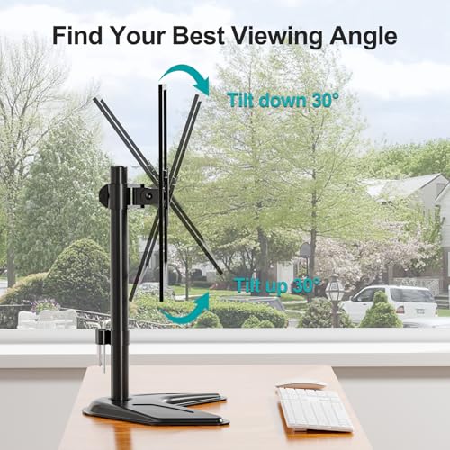 MOUNT PRO Single Monitor Stands Fits 13-32 inch/17.6 lbs Screen, Free-Standing Computer Monitor Mount for Desk, Display Standing with Adjustable Height/Tilt/Swivel/Rotation, VESA 75x75 100x100 - color: Black, size: Single
