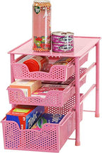 Simple Houseware Stackable 3 Tier Sliding Basket Organizer Drawer, Pink - color: Pink, size: 3-Tier