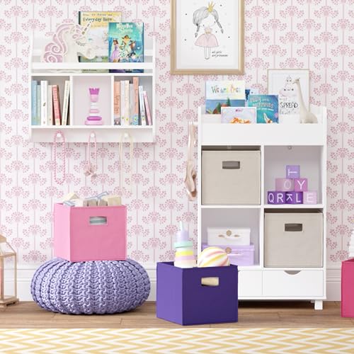 RiverRidge Folding Storage Bins with Handles Pink Cube Storage Organizer for Closet, Bedroom & Playroom - Closet Organizers and Storage Set of 2 - color: 2 Pink Bins