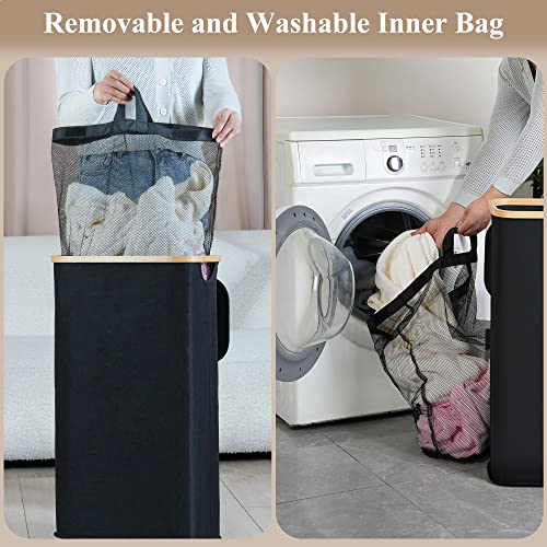 iEGrow Laundry Hamper with Lid, 110L Large Laundry Basket with Handle, Collapsible Clothes Basket Organizer with Removable 2 Inner Bag for Clothes Toys Towels - Black - color: Black, size: 111L