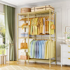 Ulif F2 Clothes Rack, 5 Tiers Heavy Duty Garment Rack for Bedroom, Freestanding Adjustable Closet Storage Organizer, 46.1" W x 15.4" D x 78.3" H, Load 630lbs, Upgraded Gold - color: Gold