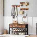 YATINEY Hall Tree with Bench and Shoe Storage, Entryway Bench with Coat Rack, 4-in-1 Coat Rack Shoe Bench, Multifunctional, for Front Door, Hallway, Foyer, Rustic Brown and Black MT05BR - color: Rustic Brown + Black