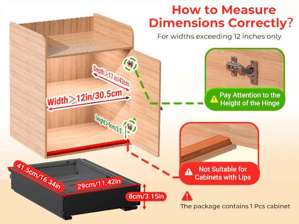 1 Pack Pull Out Drawers for Cabinets, Slide Out Drawer Expandable Width (12"-19") and Depth (17"-23") With 3 Slides, Fixed with Adhesive Film & Nail for Cabinets in Kitchen, Pantry or Bathroom - Black - color: #1 Black, size: (12''-19'')W X (17''-23")D X