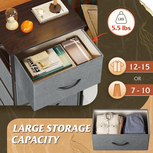 WLIVE Dresser with 4 Drawers, Storage Tower, Organizer Unit, Fabric Dresser for Bedroom, Hallway, Entryway, Closets, Sturdy Steel Frame, Wood Top, Easy Pull Handle, Dark Grey - color: Dark Grey