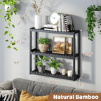 FILWH Bathroom Shelf Bamboo Organizer Rack Adjustable 3-Tier Storage Shelf Wall Mounted Storage Rack Over The Toilet Utility Shelves Living Room Kitchen Shelf(Black) - color: Black