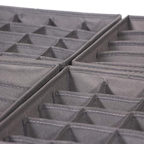DIOMMELL 4 Pack Foldable Cloth Storage Box Closet Dresser Drawer Organizer Fabric Baskets Bins Containers Divider for Clothes Underwear Bras Socks Lingerie Clothing, M Grey 22-0000 - color: Grey