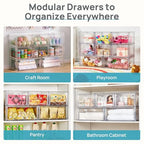 Vtopmart 5 Pack Large & Medium Stackable Drawer Organizer Set, 108QT Easy Assembly Clear Plastic Storage Cabinet, Durable Dresser for Closet, Bedroom, Entryway, Playroom & Apartment Organization - style: 2pk L & 3pk M