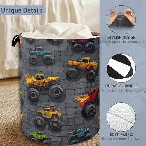 Funny Cars Laundry Basket,Foldable Oxford Cloth Tote Bag Laundry Hamper Clothes Storage Bucket Organizer for Bedroom Laundry Storage Dormitories 16" x 20.8" - color: Funny Cars