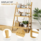 Foldable Ladder Shelf 39.4", Plant Shelf 3 Tier, Bamboo Ladder Flower Pot Display Shelf, Freestanding Ladder Bookshelf for Living Room, Balcony, Yard, Garden, 23.6"W x 15"D x 39.4"H, Natural - color: 3-tier Natural
