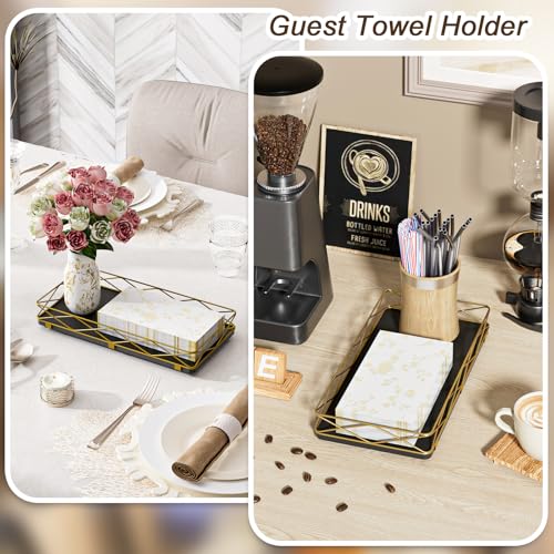 Lixple Toilet Paper Basket Holder, 13" Toilet Tank Tray, Wood and Metal Toilet Tray Vanity Organizer Bathroom Tray, Kitchen Sink Organizer for Soap Dispenser (Black + Gold) - color: Black+gold