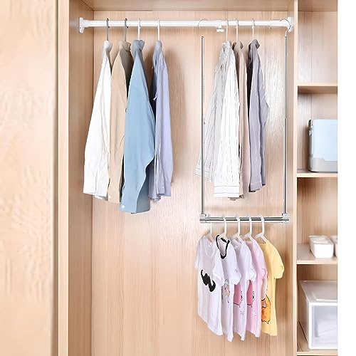 Adjustable Hanging Closet Rod, Extender Hanging Rod, Closet Hanging Organizer, Heavy Duty Closet Bar, Hanging Rod (Black, 1 Pack) - color: Black, size: 1 Pack