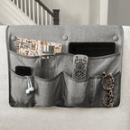No Tuck Armchair Caddy with Matching Pin Fasteners - 19 x 24 Inches - No Tucking, No Slipping - Armrest Organizer for Recliner and Couch (Gray) - color: Gray