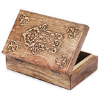 Ajuny Wooden Box with Hamsa Hand Carved Decorative Multipurpose Use Jewelry Organizer Travel Treasure Chest Trinket Holder Gift - 8 X 5 Inch - style: Hamsa Hamsa