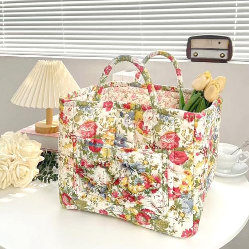 Boho Fabric Storage Basket, Boho Laundry Basket with Handle, Floral Pattern Foldable Laundry Baskets, Large Capacity Tote Bag Convenient for Organizing Clothes and Sundries - color: Red