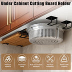 Under Cabinet Cutting Board Holder – 12 Pack Pot Lid & Chopping Board Organizer Rack, Stainless Steel Adhesive Storage for Kitchen Cabinets & Counter, No Drilling Required (Black)
