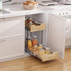 Sikarou Pull Out Cabinet Organizer,Heavy-Duty Slide Out Shelf, Wood and Wire Basket, Pull Out Drawer for for Kitchen Under Sink Space, Pantry, Bathroom, 2 Tie 9 * 21 in - size: 2-TIE 9*21 WM