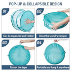 Seiritex Mesh Popup Laundry Hamper 115L Collapsible Laundry Basket No Lid Extra Large Capacity Foldable Clothing Storage Basket with Handles 26 H x 18 W x 18 L (Turquoise Blue) - color: Turquoise