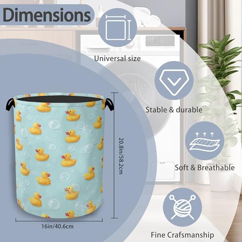 Cute Duck Laundry Basket,Foldable with Handles Tote Bag Oxford Cloth for Bathroom Bedroom Dirty Clothes Storage Bucket 16" x 20.8" - color: Cute Duck