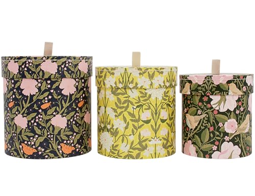 3-Piece Decorative Storage Boxes with Lids, wool storage, toy bin, Cardboard Keepsake Box Set, Butterfly and Bird Design, Shelf Decor, Home Decor, Modern Decoration Organizer, Toy Bin - color: Floral