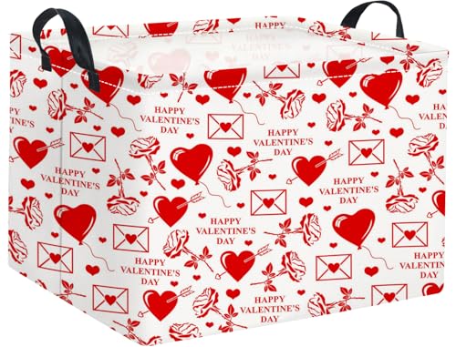HIYAGON Rectangular Valentines Basket Fabric Storage Bin Storage Boxes Collapsible Storage Basket for Clothes Books Shelves Basket(Envelope Rose) - color: Envelope Rose