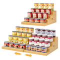 Expandable Bamboo Can Storage Rack, 4 Tier Adjustable Can Organizer for Pantry Holds Up to 32 Cans, Soda Can Dispenser, Canned Food Storage Display Shelf for Cabinet & Countertop (Patent Pending) - size: Standard
