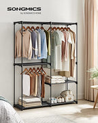 SONGMICS Portable Closet, Freestanding Closet Organizer, Clothes Rack with Shelves, Hanging Rods, Storage Organizer, for Cloakroom, Bedroom, 54.3 x 16.9 x 71.7 Inches, Black URYG025B02 - size: 54.3"L x 16.9"W x 71.7"H