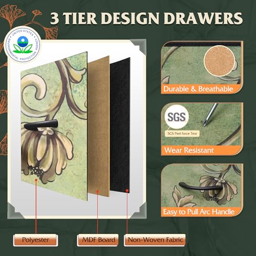 WLIVE Tall Dresser for Bedroom with 10 Drawers, Chest of Drawers, Fabric Dresser for Closet, Hallway, Living Room, Entryway, Floral Painted - color: Floral Painted