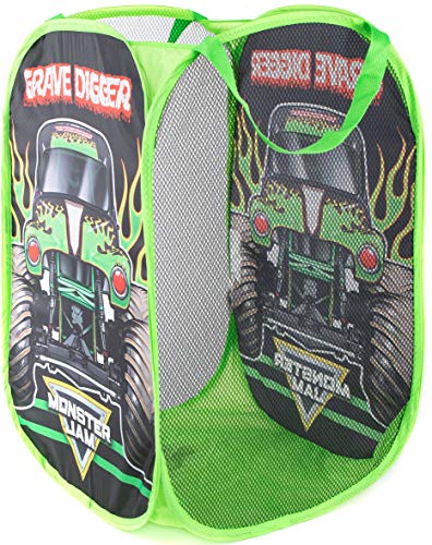 Jay Franco Monster Jam Grave Digger Pop Up Hamper - Mesh Laundry Basket/Bag with Durable Handles - color: Monster Jam - Grave Digger