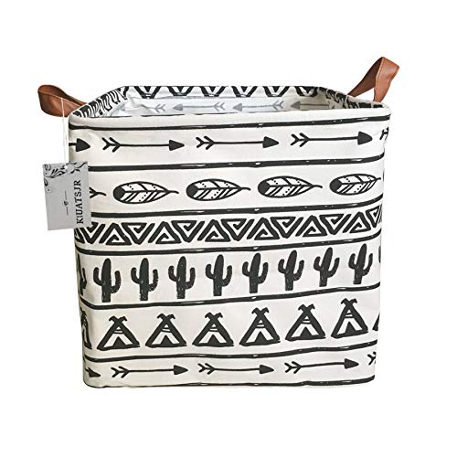 Storage Basket Fabric Organizer Bin for Toys, Books, Clothes, Pets,Perfect for Bedroom/Office/Nursery/Shelves (Black) - color: Black Cactus
