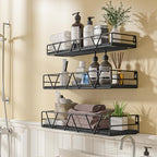 Amaoot Floating Shelves Set of 3, Home Wood Wall Shelf, Farmhouse Shelf for Bedroom, Wall Mounted Floating Shelf for Living Room, Bedroom, Bathroom, Kitchen, Office (Black 2) - color: Black 2