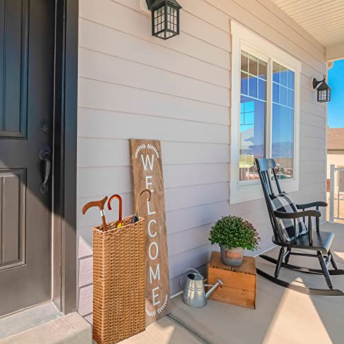 Weysat Woven Umbrella Stand for Entryway Handmade Umbrella Holder Freestanding Cane Stand Natural Color Decorative Umbrella Rack Tall Basket for Laundry Bathroom (Rectangular Style) - style: Rectangular Style