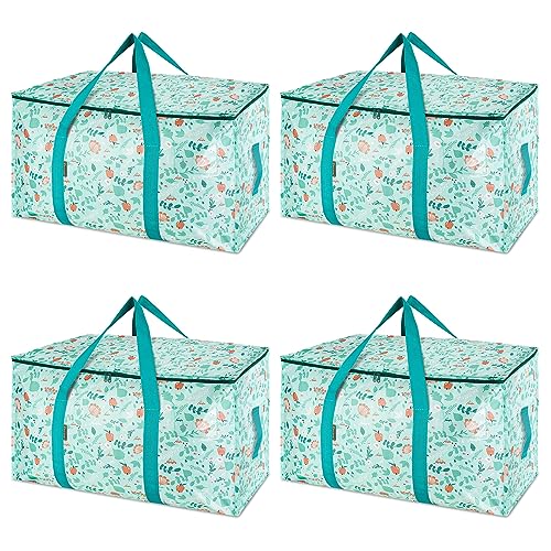 BALEINE 4-Pack Oversized Moving Bags with Reinforced Handles, Heavy-Duty Storage Tote for Clothes, Moving Supplies (Spring Stroll, 4-Pack) - color: Spring Stroll, size: 4-Pack