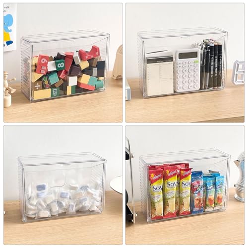 Clear Dishwasher Detergent Pod Holder for Kitchen Cabinet, Plastic Under Sink Storage and Organizer for Lid, Sponge, Coffee Pods, Large Laundry Pods Dispenser Box with Divider