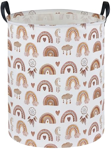 Essme Kids Laundry Basket,Rainbow Hamper Collapsible Canvas Waterproof Storage Bin for Girls, Cute Hamper,Gift Baskets.(Dream rainbow) - color: Dream rainbow