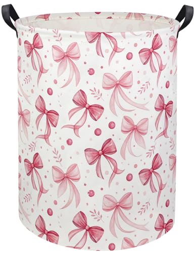 Butterfly Baby Laundry Basket Baby Hamper for Nursery Girl Kids Butterfly Hamper Cute Kids Toys Storage Bin Organizer Butterfly Room Decor for Home(Pink Bowknot) - color: Pink Bowknot