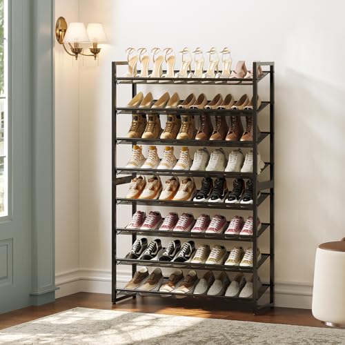 Nunsino Shoe Rack,8 Tier Metal Shoe Organizer,Max Holds 40 Pairs,Heavy Duty Shoes Shelf for Garage, Entryway, Closet,Black - color: Black, size: 8 Tier