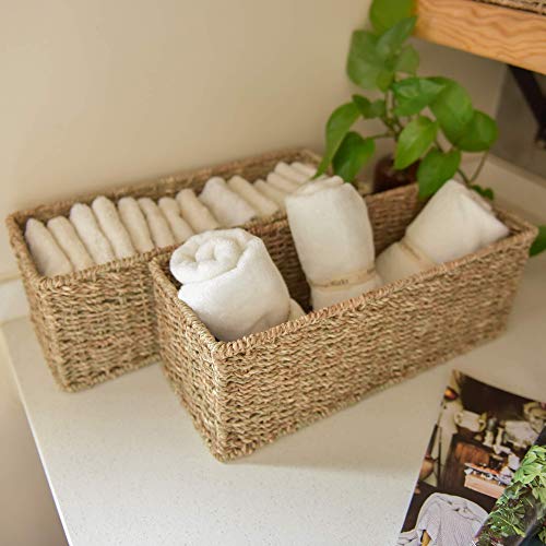 StorageWorks Toilet Tank Basket for Bathroom, Seagrass Storage Baskets for Toilet Tank Top, 2-Pack - color: Natural(seagrass), size: 15 ¾"L x 6 ½"W x 4 ¼"H