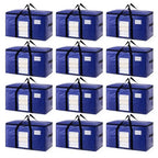 TAILI 12 Pack Dark Blue Extra Large Moving Bags, Heavy Duty Totes with Visible Window, Wrap Around Handles, Great for Space-Saving - color: Dark Blue, size: 12 Large
