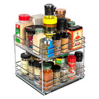 2 Tier Pull-Out Cabinet Spice Rack Organizer - Slim Slide-Out Storage for Spices, Bottles & Jars, Premium Heavy-Duty Steel, Easy Install for Narrow Kitchen Cabinets -10-1/2"Wx10-3/8"Dx8-7/8" H, Chrome - size: 10 Inch-Double