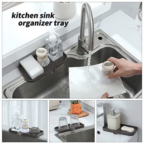 MicoYang Silicone Bathroom Soap Dishes with Drain Spout-Bathroom and Kitchen Sink Organizer,Sponge Holder,Dish Soap Tray,Perfect for Dispenser,Scrubber,Bottle,Cup on Sink or Counter-Coffee 9.6"×5.3" - color: Coffee, size: M(9.6"×5.3")