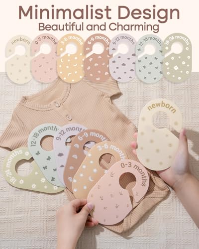 Baby Size Clothes Dividers for Closet: Nursery Hanger Month Dividers for Clothing Organizer - Set of 7 Infant Age Separators from Newborn to 24 Months for Boho Room Decor - style: Pattern