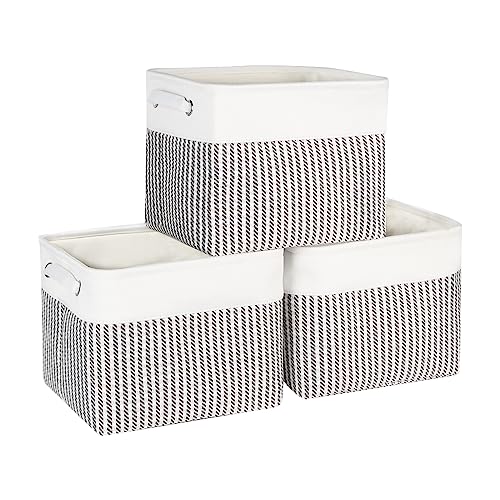 Kntiwiwo Foldable Storage Bin Collapsible Fabric Storage Basket Cube with Durable Handles Closet Organizer Bins for Organizing Shelves Drawers, Set of 3, 12" x 10" x 9.5", Houndstooth - color: Houndstooth, size: 12" x 10" x 9.5"