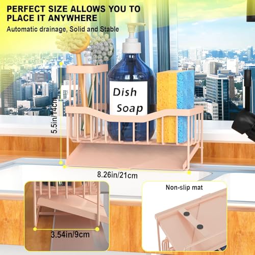 Fssvcd Maifan Sink Caddy Sponge Holder for Kitchen with Brush Holder and Stainless Steel Self Drain Tray, Rustproof Kitchen Sink Organizer for Sponge, Soap Dispenser Storage Accessories Pinky White - color: Pinky White
