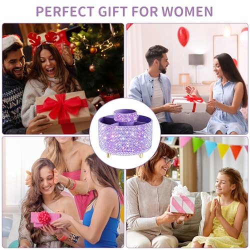 fanado Bling 360° Rotate Makeup Brush Holder Organizer, Makeup Organizers Countertop, Makeup organization and Skincare Storage for Vanity, Gift for Women Girls (Bling dz-Purple) - color: Bling dz-Purple