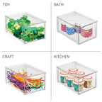 mDesign Plastic Closet Organizer Bin w/Pull Out Drawer - Stackable Storage for Closet - Organization for Shoes, Clothes, Bags, Totes, Small Linens, and More - Lumiere Collection - 2 Pack - Clear - size: 8 x 12 x 6 (Pack of 2)