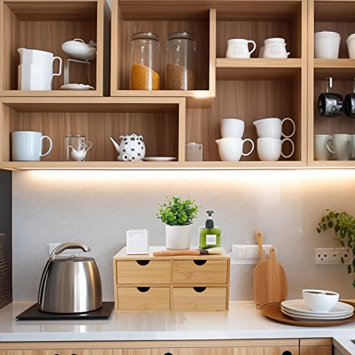 Charmewooden Bamboo Desk Organizer With Drawers Countertop Drawers Counter Storage Box Corner Desk Organizer for Home Office No Assembly Required (4 Drawers) - style: 4 Drawers