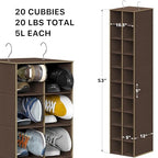 Simple Houseware 20 Section Shelves Hanging Shoes Organizer Holder for Closet, Brown - color: Brown