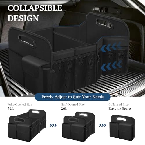 Femuar Car Trunk Organizer with Large Capacity Waterproof Car Accessories for Women & Men, Collapsible Trunk Organizer for Suv/Jeep/Sedan (Black, Standard) - color: Black, size: Standard